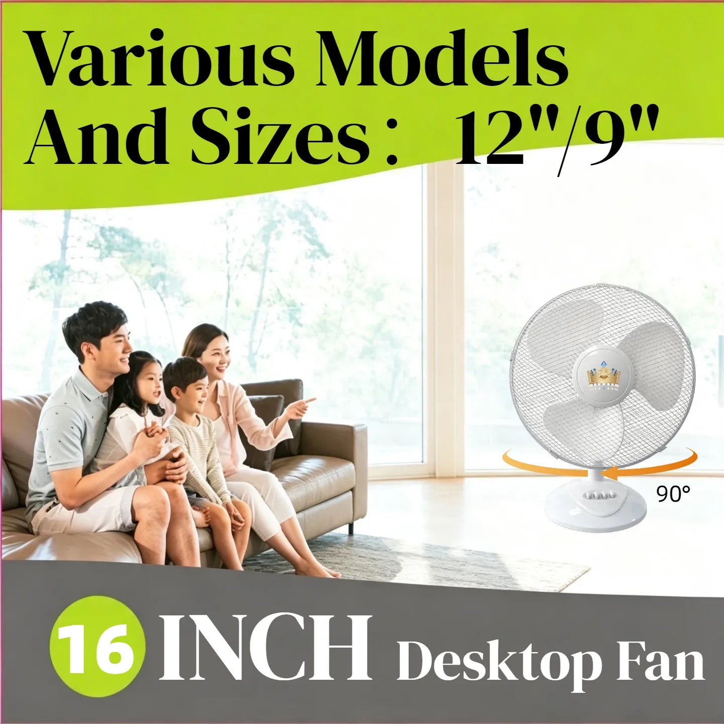 16Inch Desktop Fan 9Inch Small Table  Fan For Home Use
