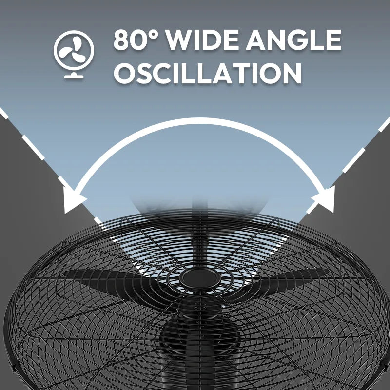 Industrial Grade 3-Blade Pedestal Fan with 80° Oscillation JH IFF-001