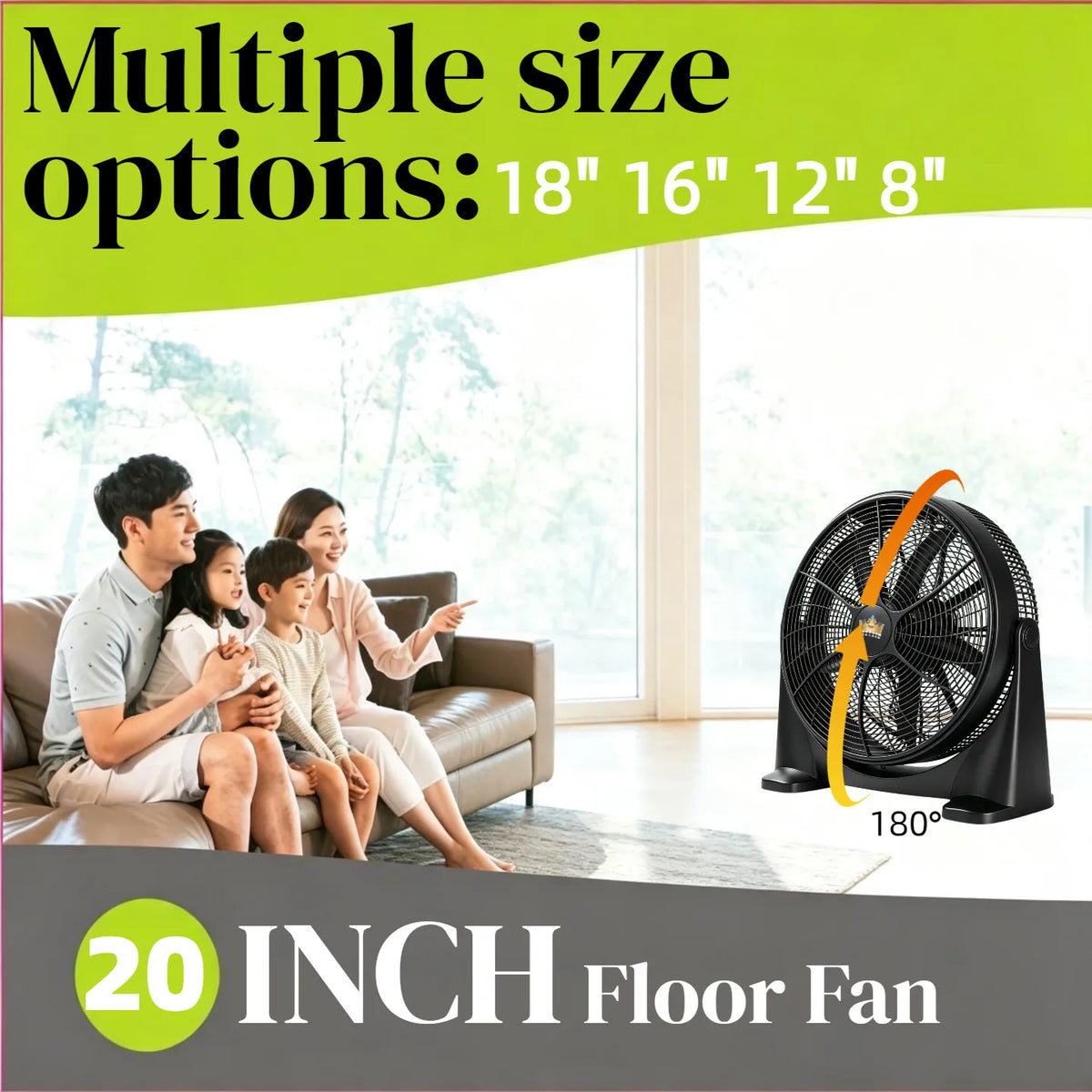 20Inch Industrial Floor Fan Large Angle Air Delivery High Power Electric Fan Made in China