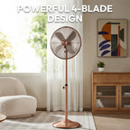 60W Heavy Duty Metal 4-Blade Retro High-Power Pedestal Fan JH FF-010