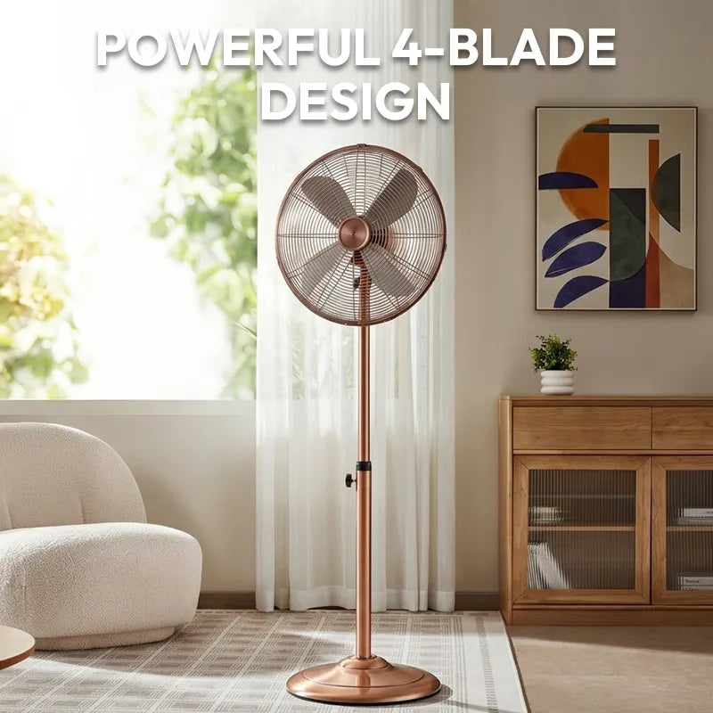 60W Heavy Duty Metal 4-Blade Retro High-Power Pedestal Fan JH FF-010