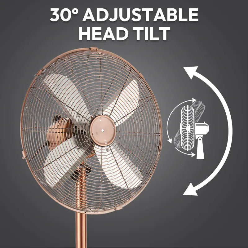 60W Heavy Duty Metal 4-Blade Retro High-Power Pedestal Fan JH FF-010