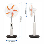 Solar Powered USB Rechargeable Pedestal Fan with 5-Blade Design JH SF-001