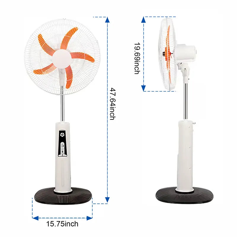Solar Powered USB Rechargeable Pedestal Fan with 5-Blade Design JH SF-001