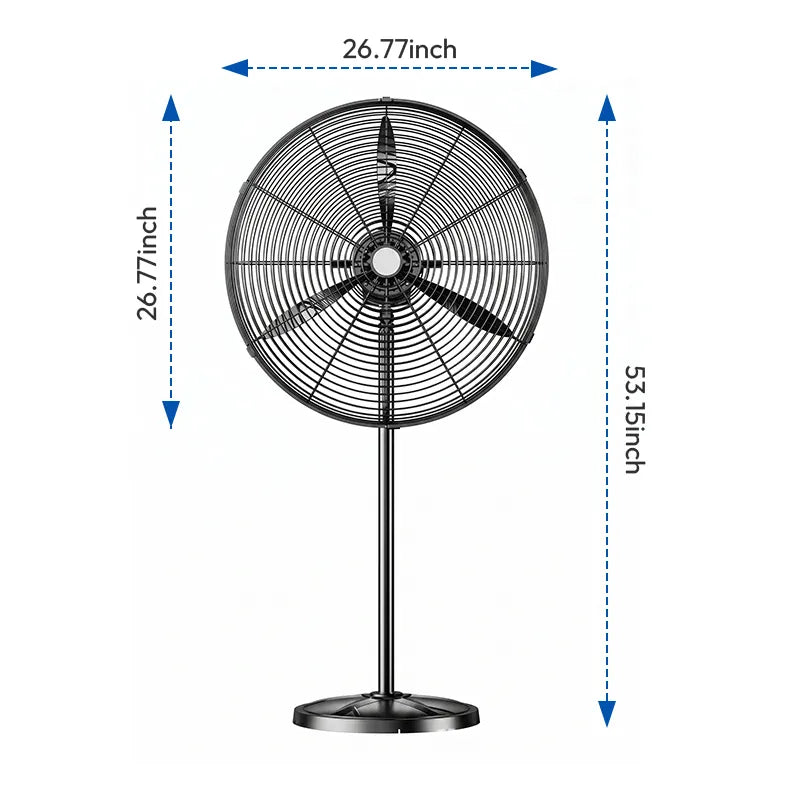 Industrial Grade 3-Blade Pedestal Fan with 80° Oscillation JH IFF-001